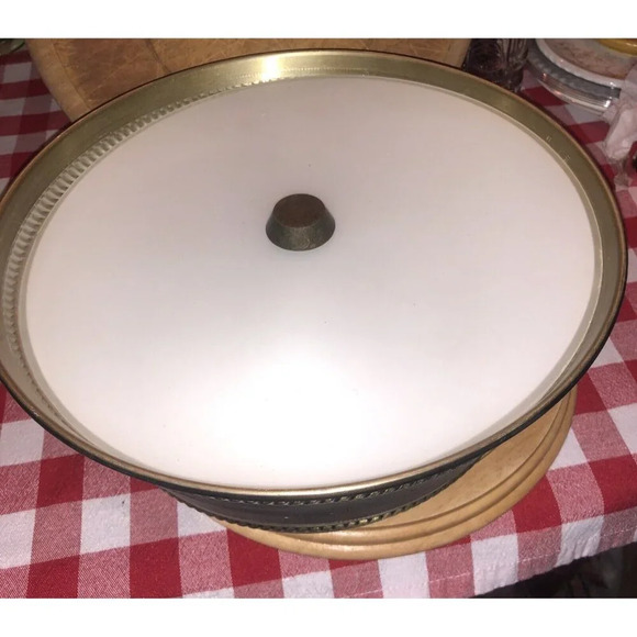 Ceiling Light Perforated Metal Round Shade Vintage Black & Gold - Picture 2 of 8